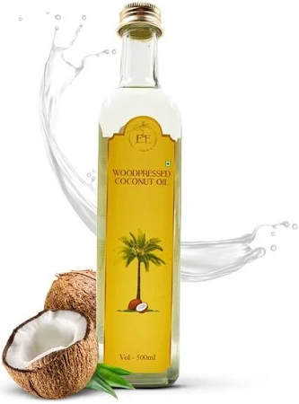 Earth and Essentials Woodpressed Coconut Oil (500ml) | Kachi Ghani Nariyal Tel | A+ Grade Dry Coconut Kernels | High Nutrition | Healthy Cooking